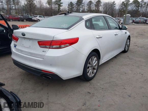 2016 Kia Optima EX with VIN 5XXGU4L30GG086743, listed as a IAAI auction lot 41275516 with 118,699 mi miles. Bid and sale history available at carsss.com. Image 4.