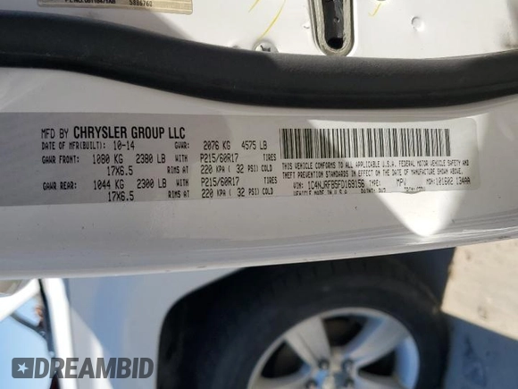 2015 Jeep Patriot High Altitude with VIN 1C4NJRFB5FD169156, listed as a Copart auction lot 50393335 with 122,233 mi miles and Salvage title. Bid and sale history available at DreamBid. Image 13.