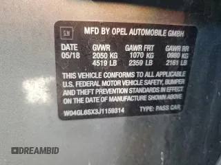 2018 Buick Regal Preferred with VIN W04GL6SX3J1159314, listed as a Copart auction lot 46823495 with 73,238 mi miles and Salvage Title. Bid and sale history available at DreamBid. Image 12.
