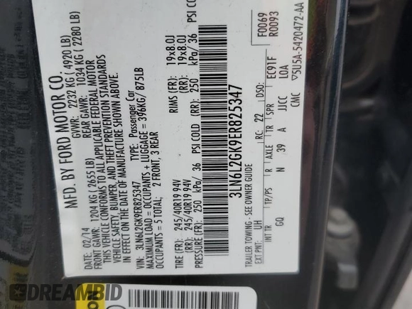 2014 Lincoln MKZ with VIN 3LN6L2GK9ER825347, listed as a Copart auction lot 44385745 with 242,637 mi miles and Clean Title. Bid and sale history available at carsss.com. Image 13.