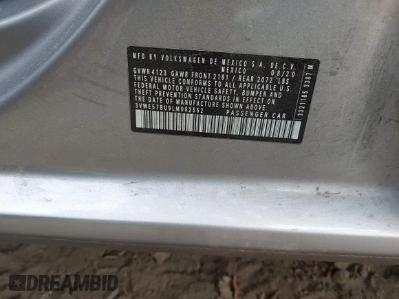 2020 Volkswagen Jetta SEL z VIN 3VWE57BU9LM082552, wystawiony jako IAAI lot #42091492 z przebiegiem 60 775 mil mil oraz . Historia ofert i sprzedaży dostępna na DreamBid. Obrazek 9.
