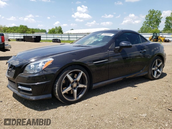 2015 Mercedes-Benz SLK-Class SLK 350 with VIN WDDPK5HA0FF110366, listed as a Copart auction lot 55655064 with 45,317 mi miles and Salvage Title. Bid and sale history available at carsss.com. Image 1.