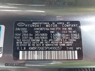 2023 Hyundai Palisade Calligraphy z VIN KM8R7DGE5PU499257, wystawiony jako IAAI lot #42231889 z przebiegiem 90 714 mil mil oraz . Historia ofert i sprzedaży dostępna na DreamBid. Obrazek 9.