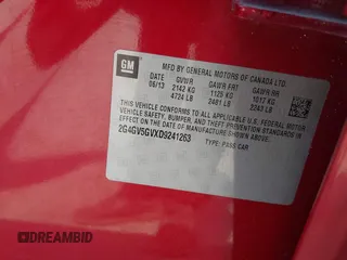 2013 Buick Regal GS с VIN 2G4GV5GVXD9241263, выставлен на аукционе IAAI как лот 42567850 с пробегом 87 053 миль миль и . История ставок и продаж доступна на DreamBid. Изображение 9.