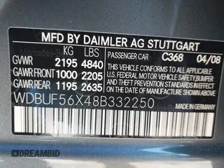 2008 Mercedes-Benz E-Class Luxury 3.5L with VIN WDBUF56X48B332250, listed as a IAAI auction lot 41824221 with 108,956 mi miles. Bid and sale history available at carsss.com. Image 9.