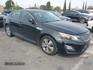 2015 Kia Optima Hybrid EX with VIN KNAGN4ADXF5080070, listed as a IAAI auction lot 41666446 with 119,845 mi miles. Bid and sale history available at carsss.com. Image 1.