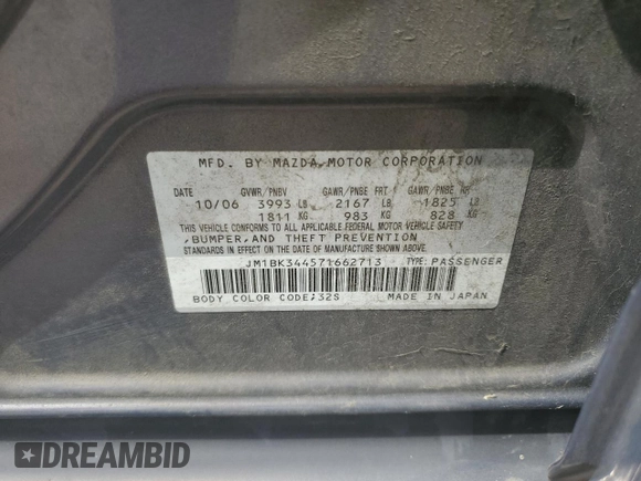 2007 Mazda 3 S Touring z VIN JM1BK344571662713, wystawiony jako Copart lot #59407825 z przebiegiem 107 723 mil mil oraz Szkoda całkowita • Salvage title. Historia ofert i sprzedaży dostępna na DreamBid. Obrazek 12.