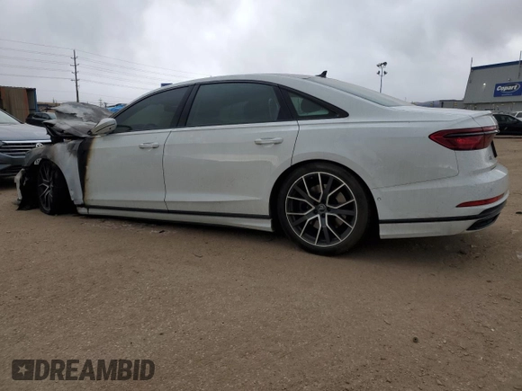 2020 Audi A8 L with VIN WAU8EAF83LN005169, listed as a Copart auction lot 46799864 with 0 mi miles and Salvage Title. Bid and sale history available at carsss.com. Image 2.