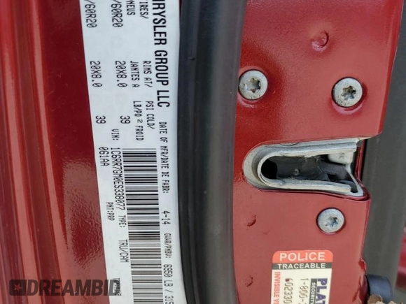 2014 Ram 1500 SLT with VIN 1C6RR7GM0ES338077, listed as a Copart auction lot 42348614 with Not provided miles and Salvage title. Bid and sale history available at DreamBid. Image 13.