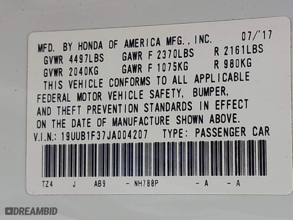 2018 Acura TLX with VIN 19UUB1F37JA004207, listed as a IAAI auction lot 41702092 with 116,046 mi miles. Bid and sale history available at carsss.com. Image 9.