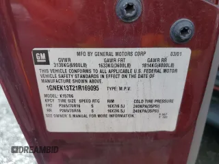 2001 Chevrolet Tahoe LT z VIN 1GNEK13T21R169095, wystawiony jako Copart lot #59579695 z przebiegiem 171 102 mil mil oraz Szkoda całkowita • Salvage title. Historia ofert i sprzedaży dostępna na DreamBid. Obrazek 12.