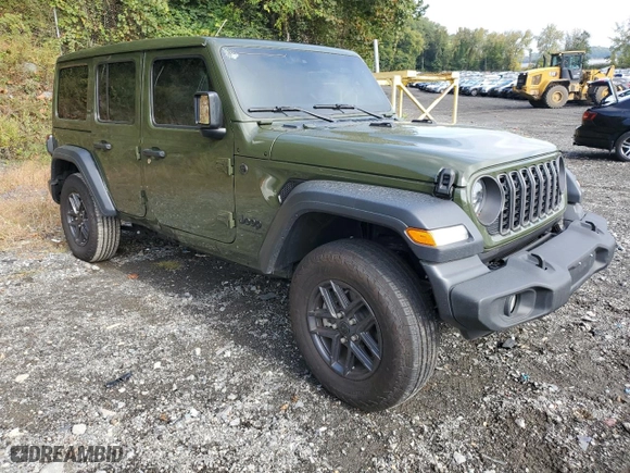 2024 Jeep Wrangler Willys with VIN 1C4PJXDN2RW104560, listed as a Copart auction lot 73190264 with 3,842 mi miles and Salvage Title. Bid and sale history available at carsss.com. Image 4.
