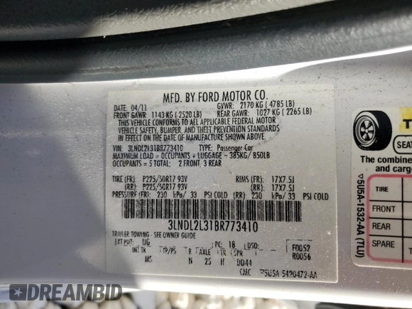 2011 Lincoln MKZ Hybrid with VIN 3LNDL2L31BR773410, listed as a Copart auction lot 88013355 with 145,563 mi miles and Salvage Title. Bid and sale history available at carsss.com. Image 14.
