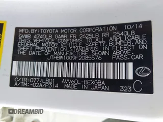 2015 Lexus ES 300h z VIN JTHBW1GG9F2085576, wystawiony jako IAAI lot #42386317 z przebiegiem 142 788 mil mil oraz . Historia ofert i sprzedaży dostępna na DreamBid. Obrazek 9.