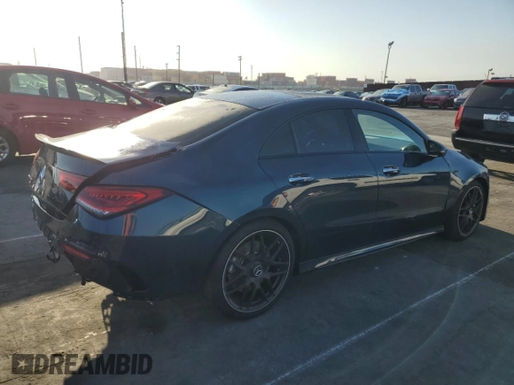 2023 Mercedes-Benz CLA 45 AMG with VIN W1K5J5DB8PN414447, listed as a Copart auction lot 49317765 with 13,617 mi miles and Salvage Title. Bid and sale history available at DreamBid. Image 3.