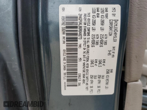 2006 Chrysler Town & Country LWB Limited with VIN 2A4GP64L86R640273, listed as a Copart auction lot 83975494 with 200,177 mi miles and Salvage Title. Bid and sale history available at carsss.com. Image 14.