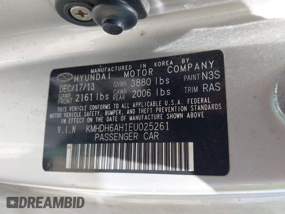 2014 Hyundai Elantra z VIN KMHDH6AH1EU025261, wystawiony jako IAAI lot #42021543 z przebiegiem 147 812 mil mil oraz . Historia ofert i sprzedaży dostępna na DreamBid. Obrazek 9.