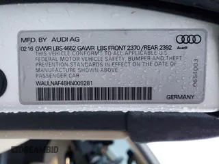 2017 Audi A4 Premium Plus with VIN WAULNAF48HN009281, listed as a Copart auction lot 82388984 with 109,894 mi miles and Salvage Title. Bid and sale history available at carsss.com. Image 12.