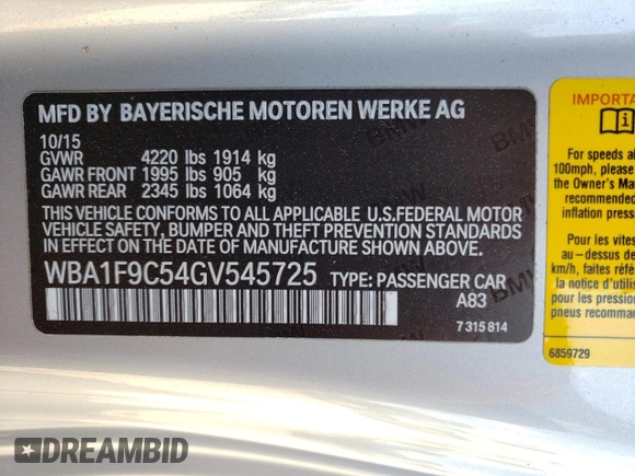 2016 BMW 2 Series 228i with VIN WBA1F9C54GV545725, listed as a Copart auction lot 62673383 with 80,266 mi miles. Bid and sale history available at carsss.com. Image 12.