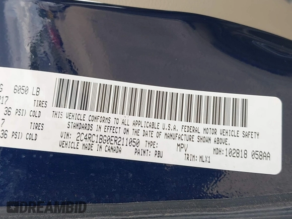 2014 Chrysler Town & Country Touring with VIN 2C4RC1BG0ER211050, listed as a IAAI auction lot 42086523 with 131,434 mi miles. Bid and sale history available at carsss.com. Image 9.