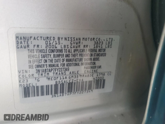 2015 Nissan Sentra SR with VIN 3N1AB7AP7FY227349, listed as a Copart auction lot 51372595 with 278,717 mi miles and Clean Title. Bid and sale history available at DreamBid. Image 12.