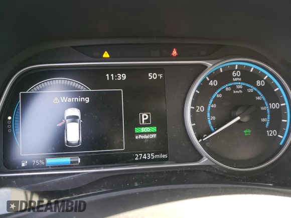 2023 Nissan LEAF S with VIN 1N4AZ1BV2PC555166, listed as a Copart auction lot 46501375 with 27,435 mi miles and Salvage Title. Bid and sale history available at DreamBid. Image 9.