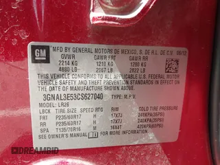 2012 Chevrolet Captiva Sport LT with VIN 3GNAL3E53CS627040, listed as a IAAI auction lot 41988877 with 145,412 mi miles and . Bid and sale history available at DreamBid. Image 9.
