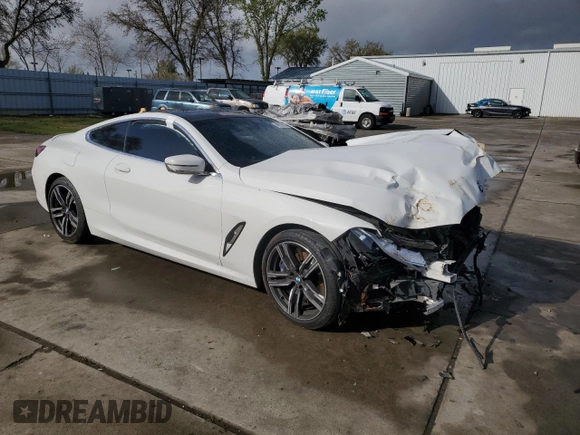 2019 BMW 8 Series M850i xDrive with VIN WBABC4C54KBJ35758, listed as a Copart auction lot 49276625 with 0 mi miles and Salvage Title. Bid and sale history available at carsss.com. Image 4.