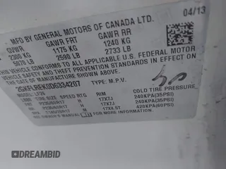 2013 GMC Terrain SLE with VIN 2GKFLREK0D6334207, listed as a IAAI auction lot 42622510 with 155,399 mi miles and . Bid and sale history available at DreamBid. Image 9.