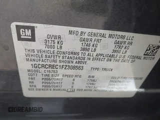 2015 Chevrolet Silverado 1500 LT with VIN 1GCRCREC1FZ308563, listed as a IAAI auction lot 41455858 with 162,196 mi miles. Bid and sale history available at carsss.com. Image 9.