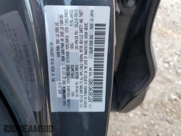 2017 Mazda CX-9 Sport with VIN JM3TCABY3H0134601, listed as a Copart auction lot 85605704 with 123,720 mi miles and Clean Title. Bid and sale history available at DreamBid. Image 13.