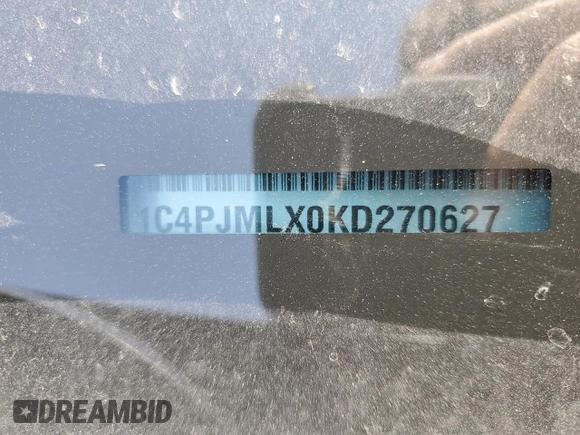 2019 Jeep Cherokee Altitude with VIN 1C4PJMLX0KD270627, listed as a Copart auction lot 53292855 with Not provided miles and Salvage title. Bid and sale history available at DreamBid. Image 13.