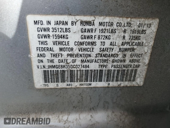 2013 Honda Fit with VIN JHMGE8H35DC027484, listed as a Copart auction lot 42177275 with 63,508 mi miles and Salvage Title. Bid and sale history available at carsss.com. Image 14.