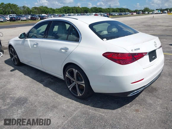 2025 Mercedes-Benz C 300 with VIN W1KAF4GB8SR278439, listed as a IAAI auction lot 42477822 with 566 mi miles and . Bid and sale history available at DreamBid. Image 3.