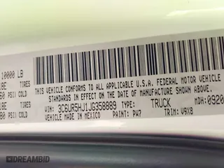 2018 Ram 2500 Tradesman with VIN 3C6UR5HJ1JG358889, listed as a IAAI auction lot 41510313 with 91,019 mi miles. Bid and sale history available at carsss.com. Image 9.