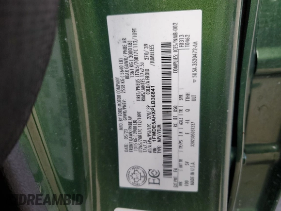 2023 Ford Bronco with VIN 1FMDE5AHXPLB36841, listed as a Copart auction lot 54527465 with Not Provided miles and Clean Title. Bid and sale history available at DreamBid. Image 13.