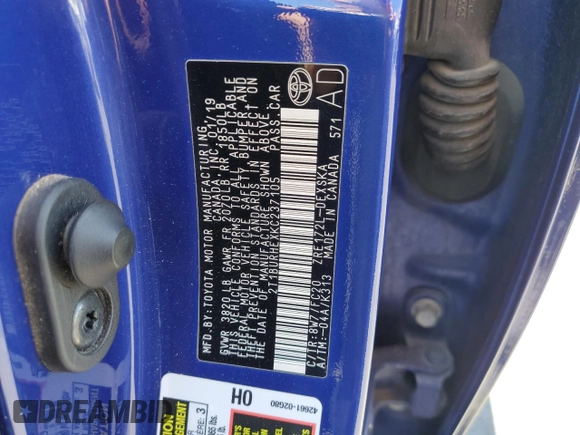 2019 Toyota Corolla L z VIN 2T1BURHEXKC237105, wystawiony jako Copart lot #58197875 z przebiegiem 74 747 mil mil oraz Szkoda całkowita • Salvage title. Historia ofert i sprzedaży dostępna na DreamBid. Obrazek 12.