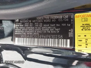 2006 BMW 3 Series 330Ci with VIN WBABD53496PE10238, listed as a IAAI auction lot 41730731 with 177,846 mi miles and . Bid and sale history available at carsss.com. Image 9.