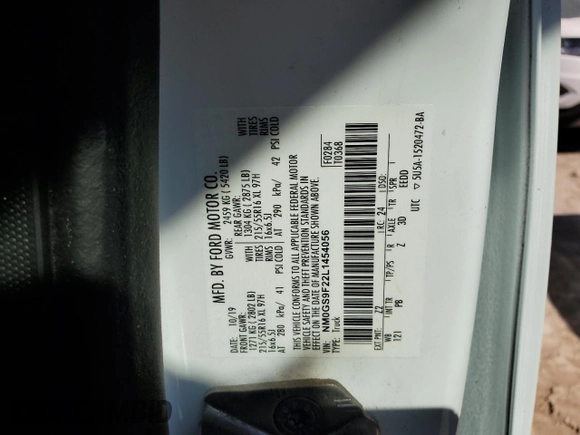2020 Ford Transit Connect XLT с VIN NM0GS9F22L1454056, выставлен на аукционе Copart как лот 75306734 с пробегом 48 688 миль миль и На запчасти • Non repairable. История ставок и продаж доступна на DreamBid. Изображение 14.