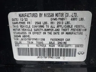 2023 Infiniti Q50 Luxe with VIN JN1EV7BP7PM511298, listed as a IAAI auction lot 41702893 with 29,908 mi miles and . Bid and sale history available at DreamBid. Image 9.
