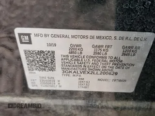 2020 GMC Terrain SLT z VIN 3GKALVEX2LL200629, wystawiony jako Copart lot #45706165 z przebiegiem 24 039 mil mil oraz Szkoda całkowita • Salvage title. Historia ofert i sprzedaży dostępna na DreamBid. Obrazek 13.