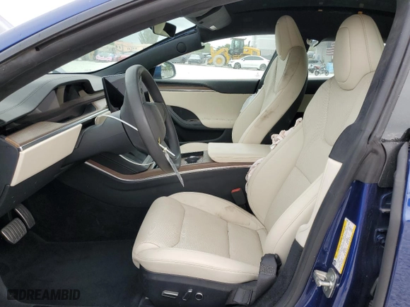 2023 Tesla Model S with VIN 5YJSA1E58PF498685, listed as a Copart auction lot 41690475 with 0 mi miles and Salvage Title. Bid and sale history available at carsss.com. Image 7.