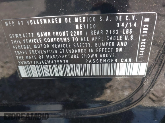 2014 Volkswagen Jetta SE with VIN 3VWD17AJ4EM429576, listed as a IAAI auction lot 42542604 with 142,313 mi miles and . Bid and sale history available at DreamBid. Image 9.
