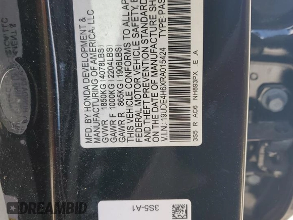 2024 Acura Integra Technology z VIN 19UDE4H6XRA015424, wystawiony jako Copart lot #52993705 z przebiegiem Nie podano mil oraz Szkoda całkowita • Salvage title. Historia ofert i sprzedaży dostępna na DreamBid. Obrazek 14.