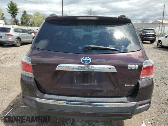 2012 Toyota Highlander Hybrid Limited with VIN JTEDC3EH3C2009823, listed as a Copart auction lot 52868815 with 161,946 mi miles and Salvage Title. Bid and sale history available at carsss.com. Image 6.