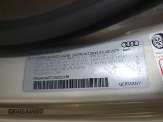 2018 Audi A7 Premium Plus with VIN WAUW3AFC1JN032336, listed as a Copart auction lot 58100635 with 36,976 mi miles and Salvage title. Bid and sale history available at DreamBid. Image 12.
