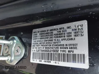 2013 Acura RDX with VIN 5J8TB4H35DL015032, listed as a IAAI auction lot 41724227 with 94,377 mi miles. Bid and sale history available at carsss.com. Image 9.