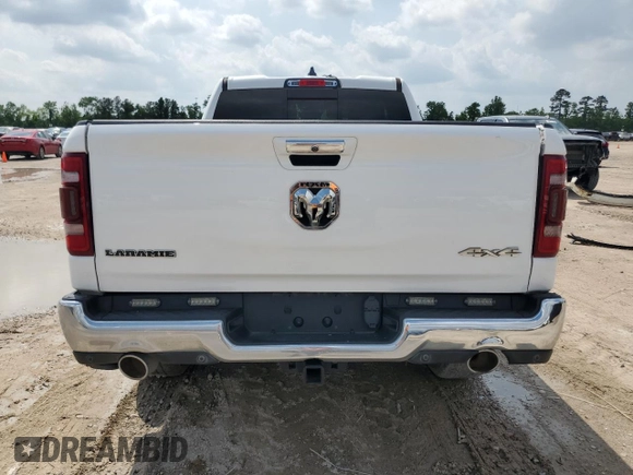 2021 Ram 1500 Laramie with VIN 1C6SRFDT9MN771658, listed as a Copart auction lot 54327585 with 86,062 mi miles and Salvage Title. Bid and sale history available at carsss.com. Image 6.