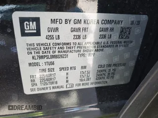 2021 Chevrolet TrailBlazer LT with VIN KL79MPSL0MB026231, listed as a IAAI auction lot 41889229 with 75,516 mi miles. Bid and sale history available at carsss.com. Image 9.