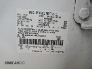 2021 Ford Explorer with VIN 1FM5K8AC4MGC00394, listed as a Copart auction lot 78776234 with Not provided miles and Non repairable. Bid and sale history available at DreamBid. Image 14.